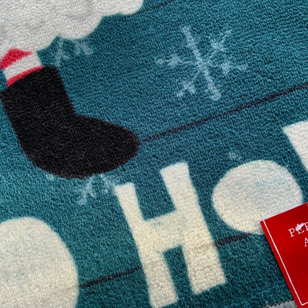 Peppermint & Pine Christmas Santa Accent Rug Non Skid Mat Blue 17.3” X 29.9” - Picture 5 of 7